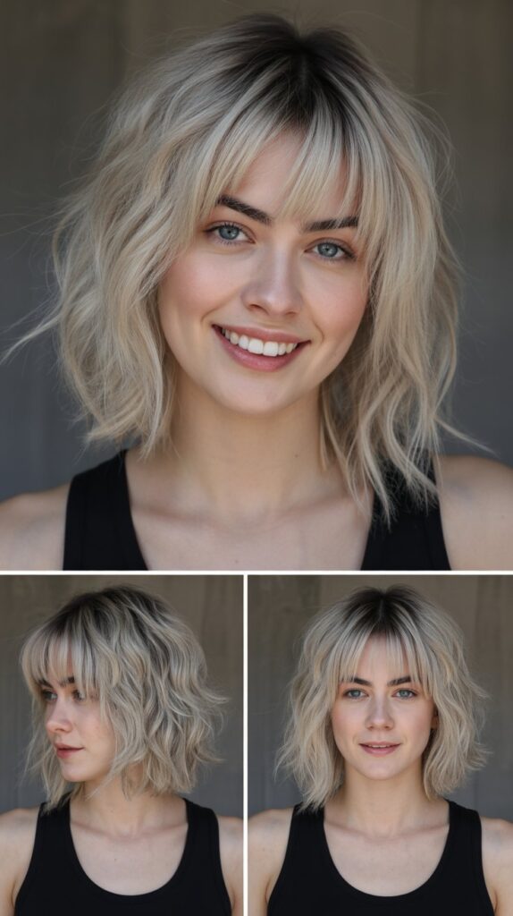 Textured Bob with Disconnected Bangs