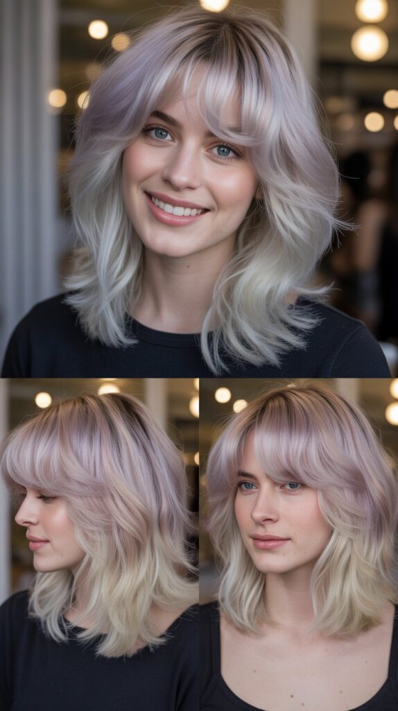 Baby Bangs with Opal Blonde Sliced Layers
