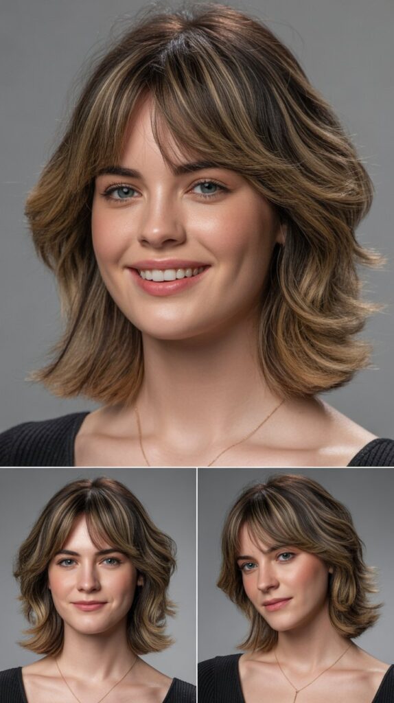 56 Medium-Length Hairstyles With Bangs for a Trendy Look 28 Razored Bangs with Sharp Definition