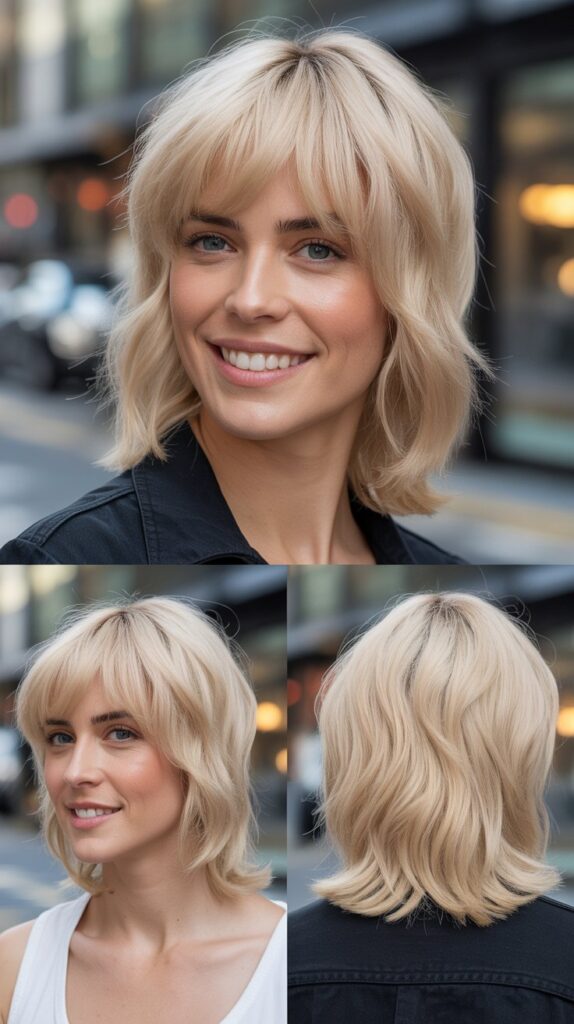 Piecey Bangs with Buttercream Blonde Layered Shag