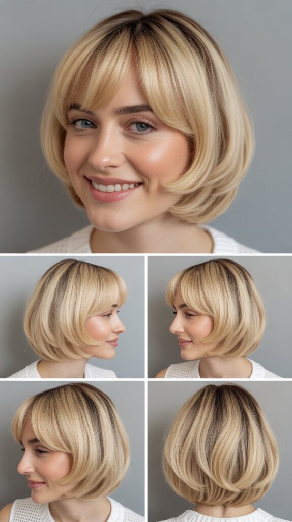 Graduated Bob Layers with Baby Doll Bangs