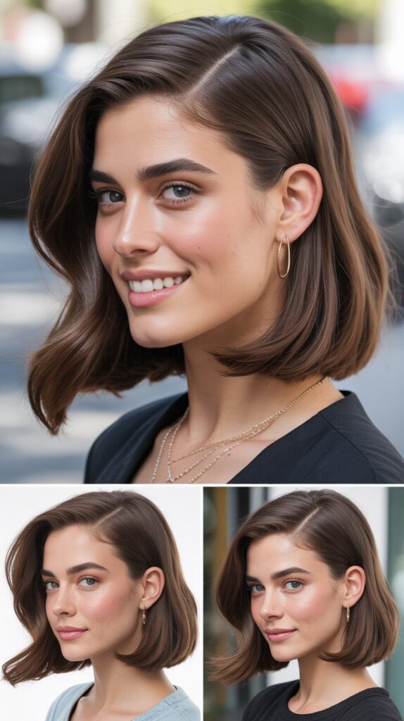 Side-Swept Long Bob with Deep Part