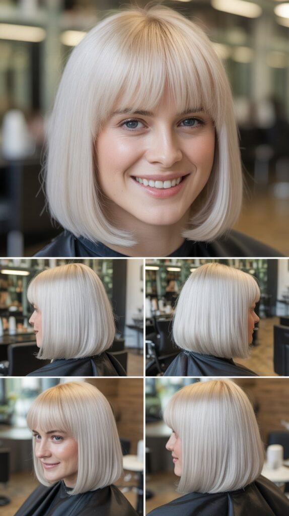  Blunt Cut Shoulder Bob with Straight-Across Bangs