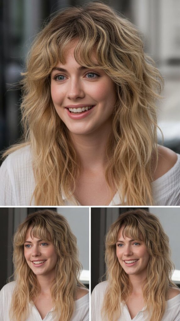 Messy Waves with Grown-Out Bangs