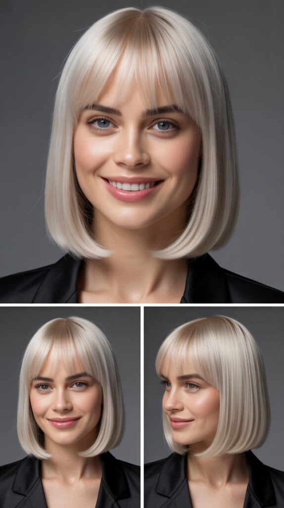 Sleek Straight Bob with Baby Bangs