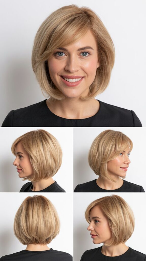 Medium Blonde Graduated Bob with Side Bangs