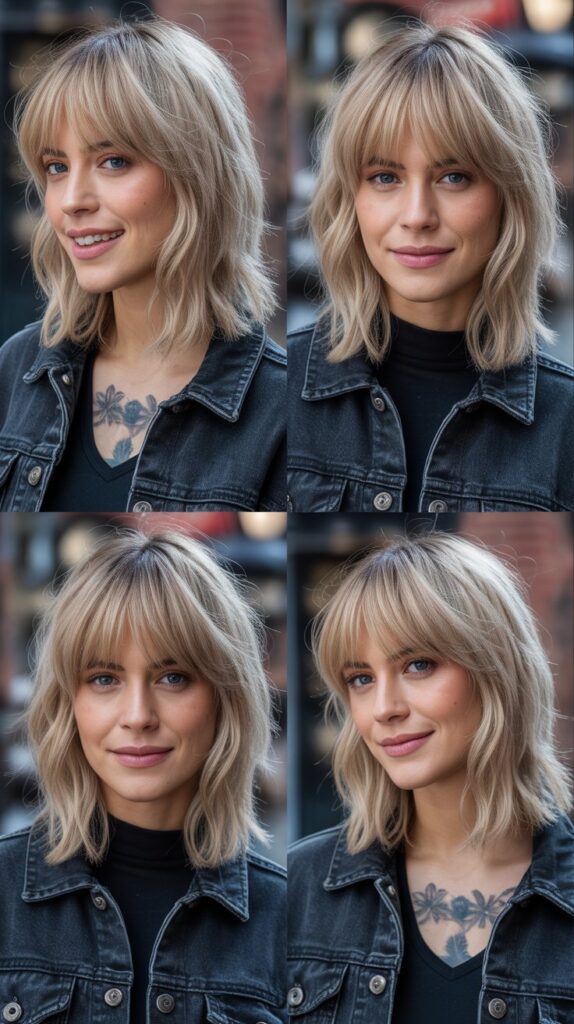 Baby Bangs with Moonstone Blonde Undercut Layers