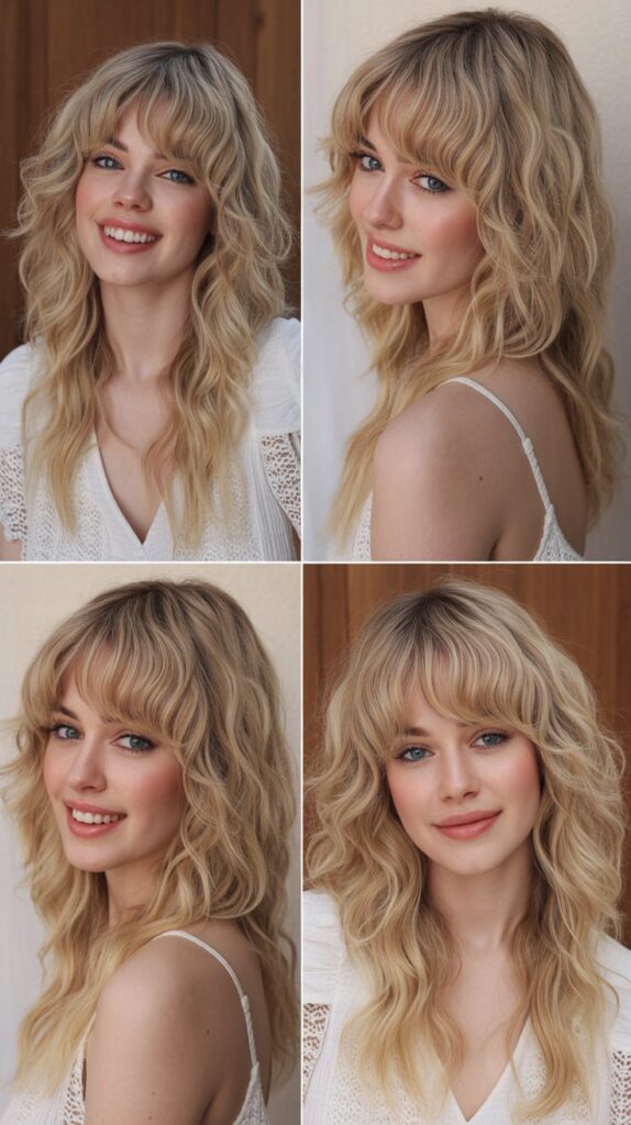 Wavy Layers with Romantic Bangs