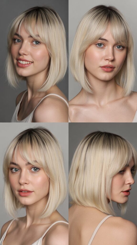 Sleek Lob with Parted Bangs