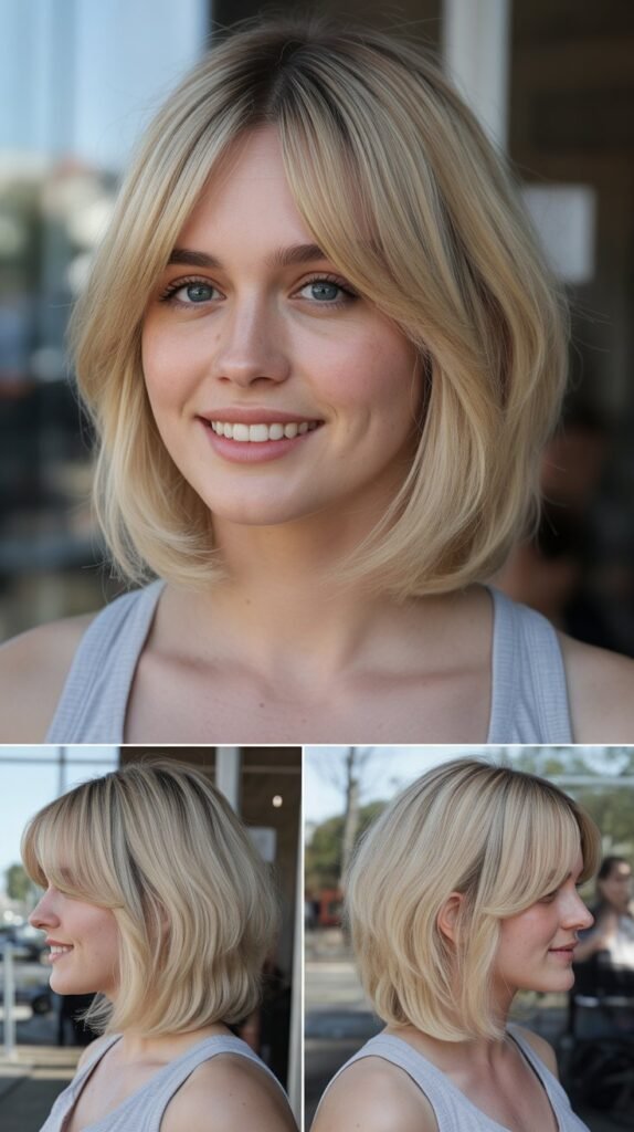 Classic Layered Lob with Curtain Bangs