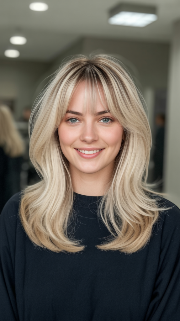 Long Bangs with Graduated Blonde Layers