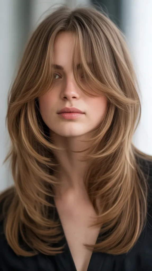 Bohemian Layers With Long Curtain Bangs