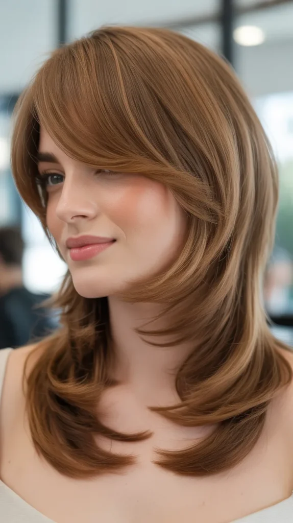 Graduated Layers with Side-Swept Bangs