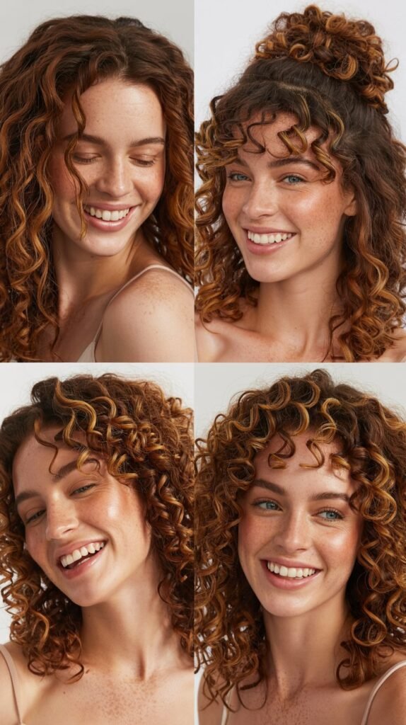 Cinnamon Highlights on Auburn Curls