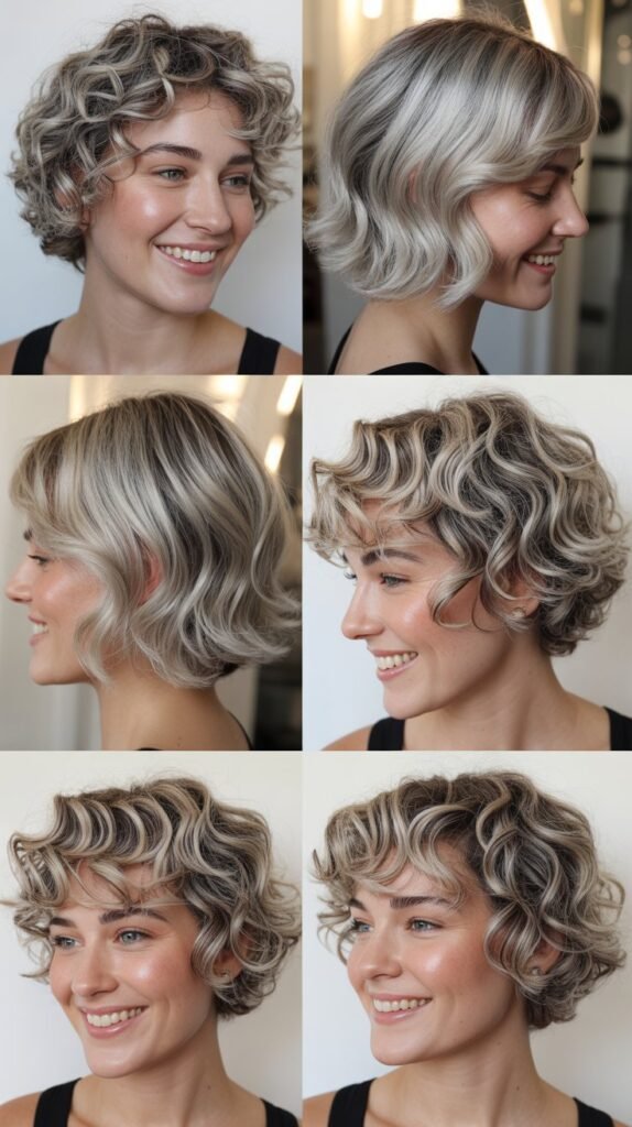 . Moonstone Highlights on Short Curly Bob