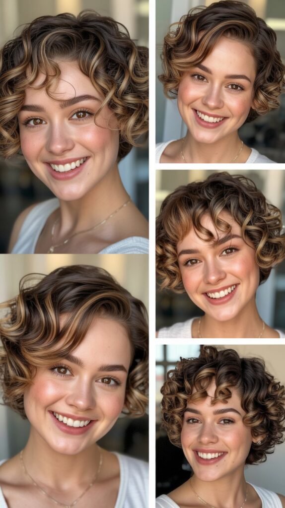 Espresso Lowlights on Short Curly Hair