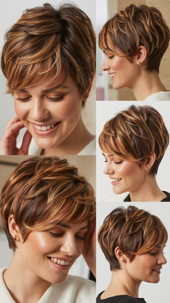 Caramel Ribbons with Textured Pixie Layers