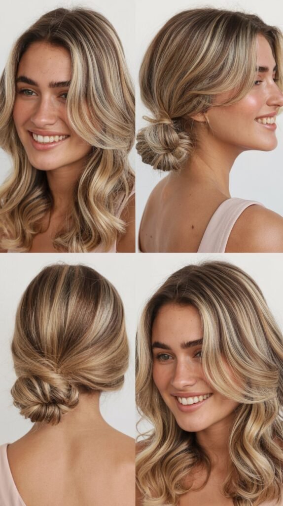 Beige Blonde Lowlights and Highlights Combination