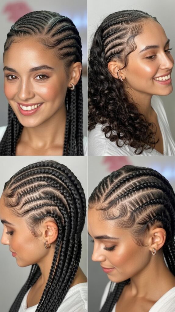  Side-Part Cornrows
