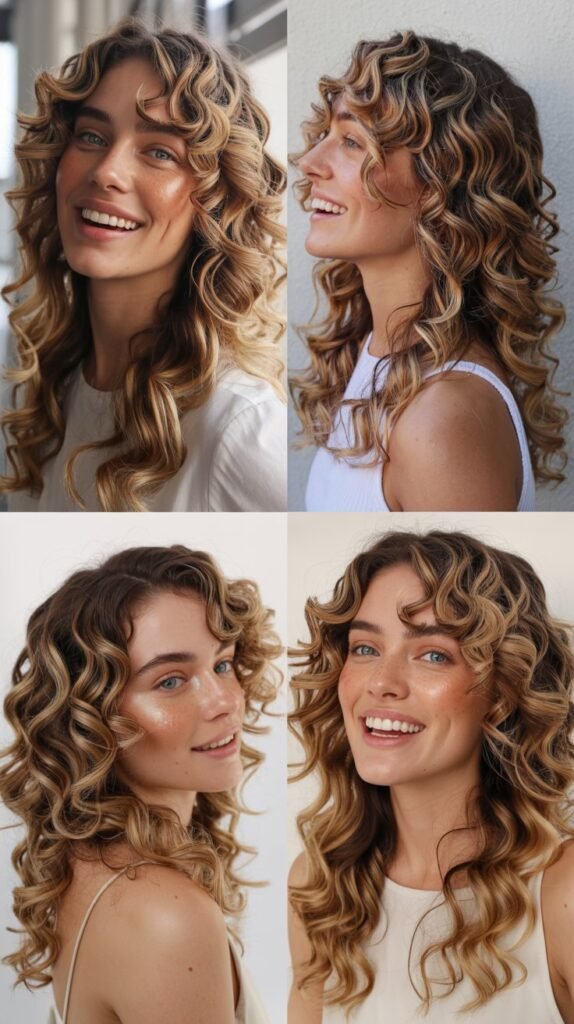 Honey Blonde Ombre with Defined Curls