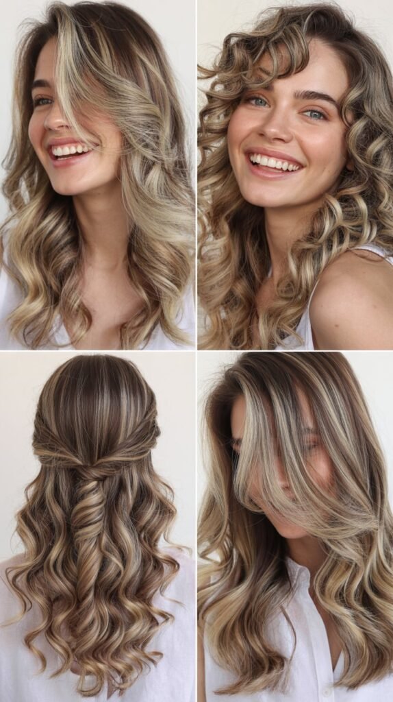 Ash Blonde Balayage with Long Layered Curls