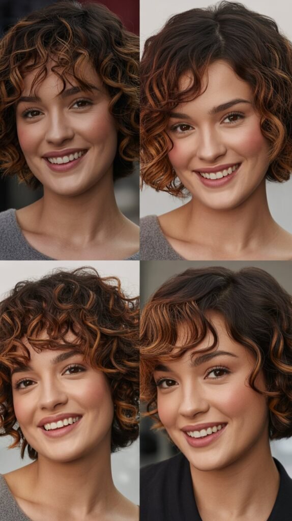  Auburn Lowlights on Short Curly Bob