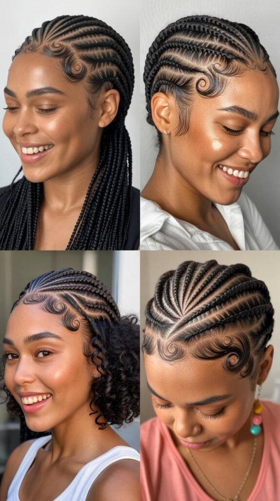  Curved Cornrows
