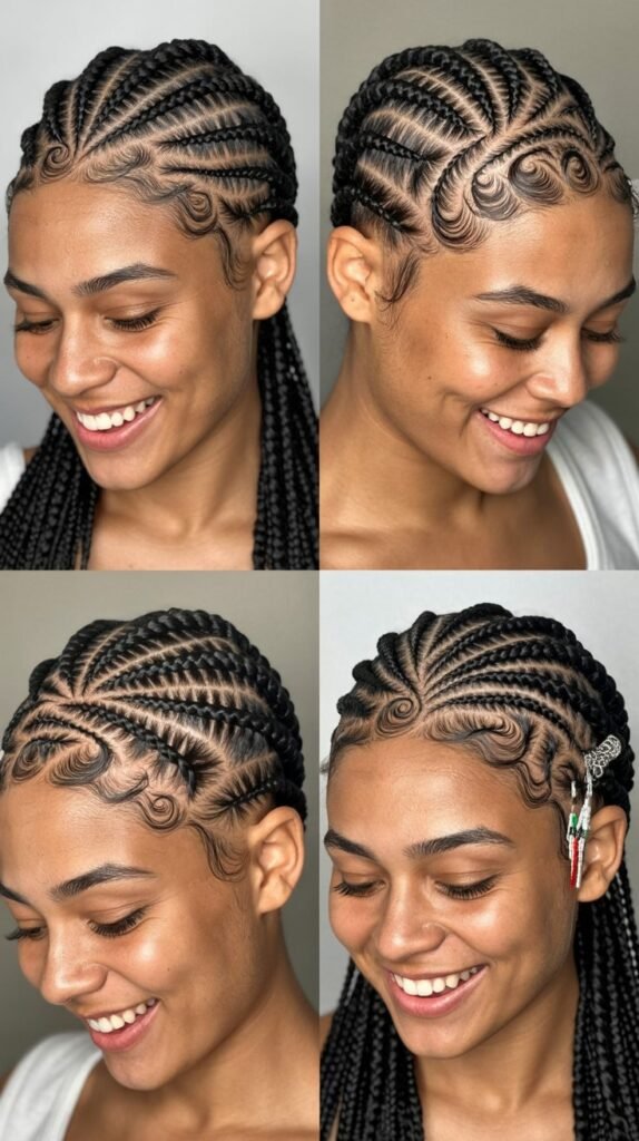 Freestyle Cornrows With Drop Fade
