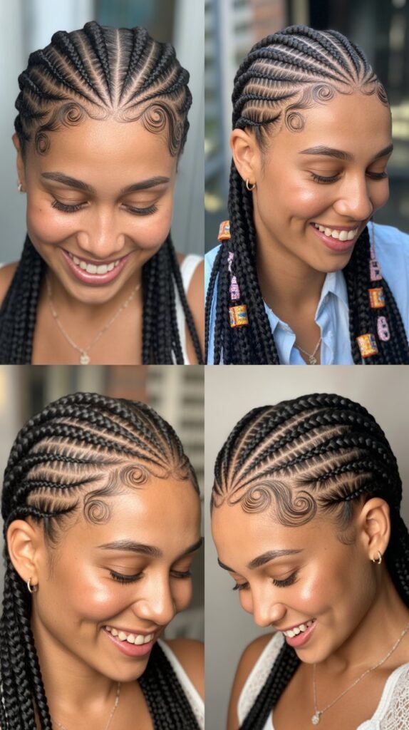 Cornrows with Braided Designs