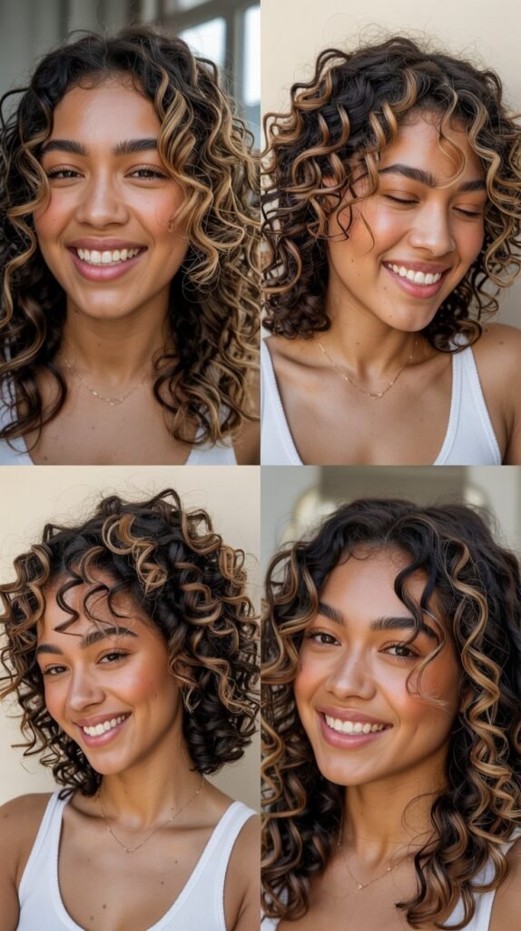 Caramel Balayage on Textured Curls