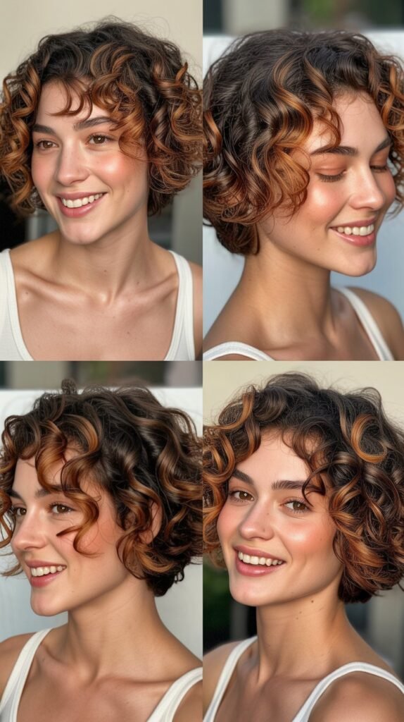 Copper Balayage on Short Natural Curls