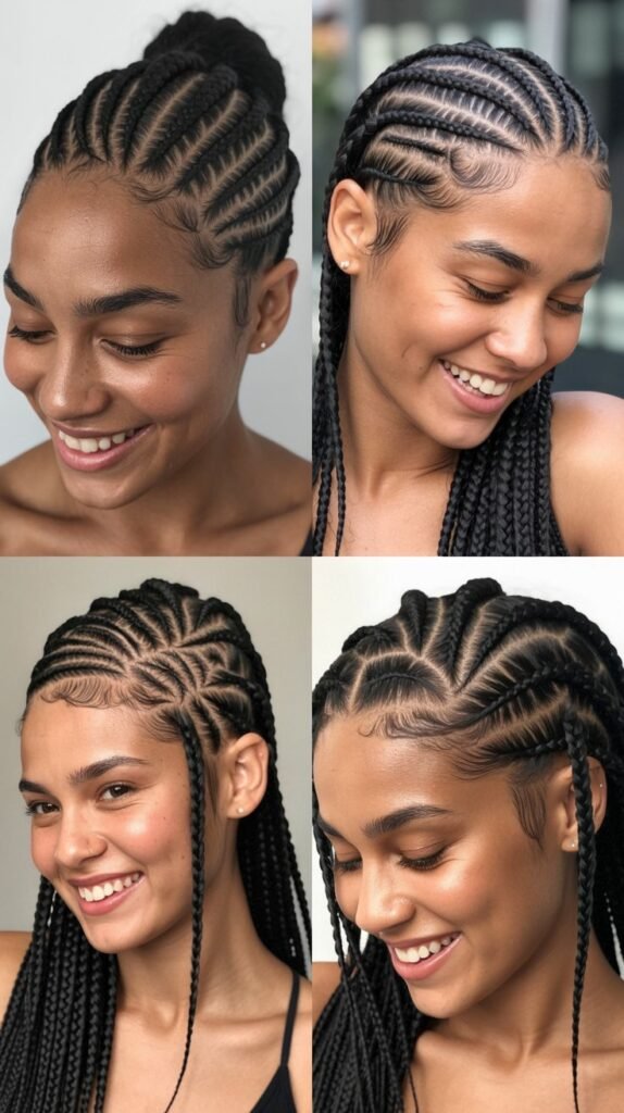 Ladder Braid Cornrows With Taper Fade