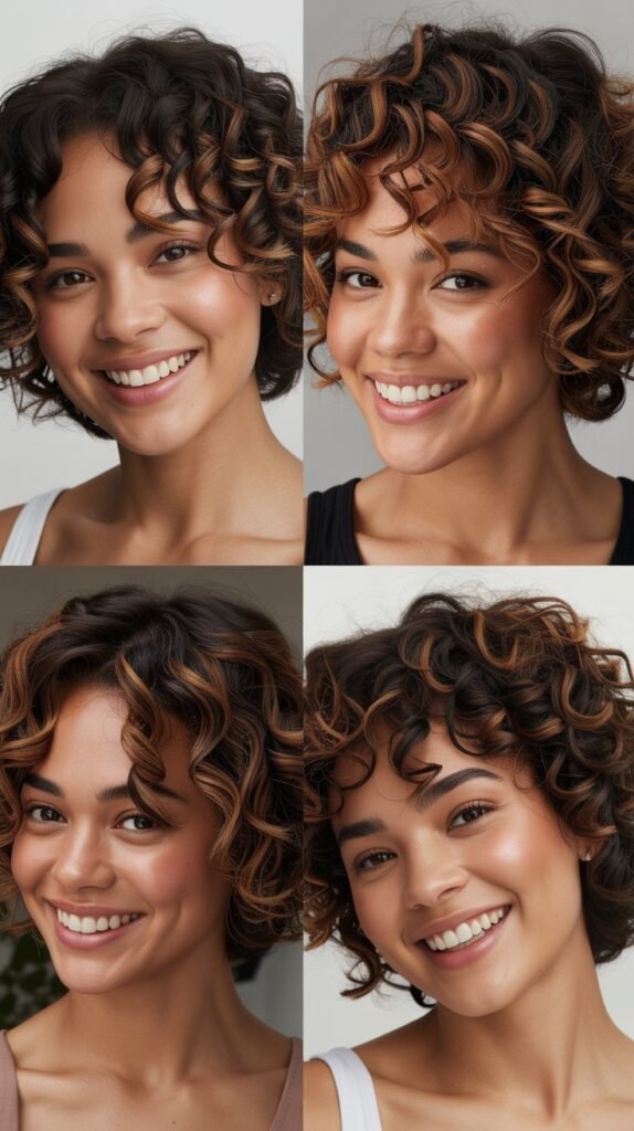 Mahogany Highlights on Short Natural Curls