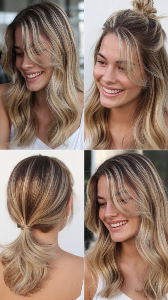 Champagne Blonde Balayage with Soft Texture