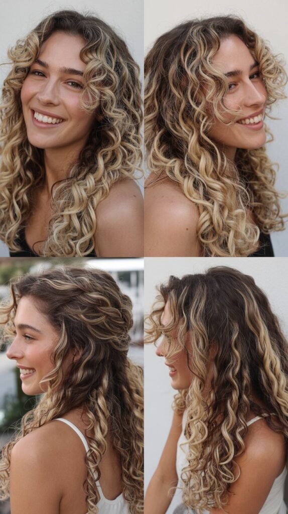 Beige Blonde Highlights on Dark Blonde Curls