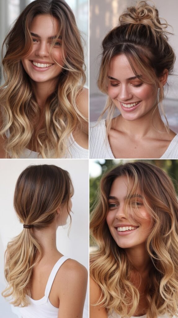 Ombre Effect from Dark Roots to Blonde Ends