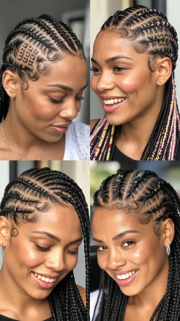 Braided Temple Fade With Design Line