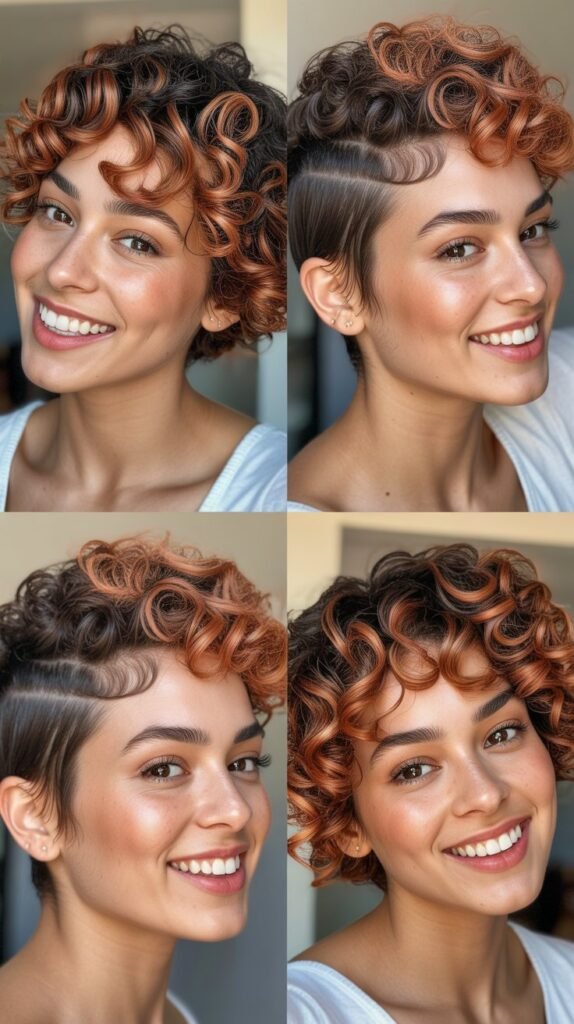 Terracotta Highlights on Short Natural Curls