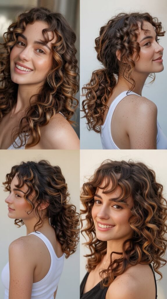 Toffee Caramel Swirl with Face-Framing Curly Layers