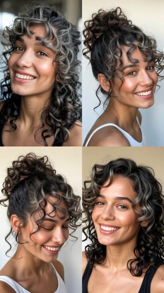  Smoke Gray Highlights on Black Curls