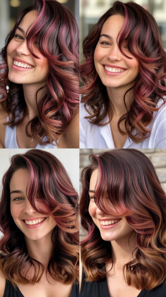 Burgundy Ombre with Layered Waves