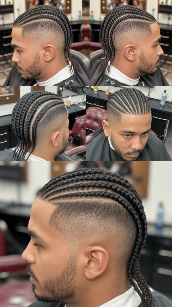  Cornrows with Temple Fades