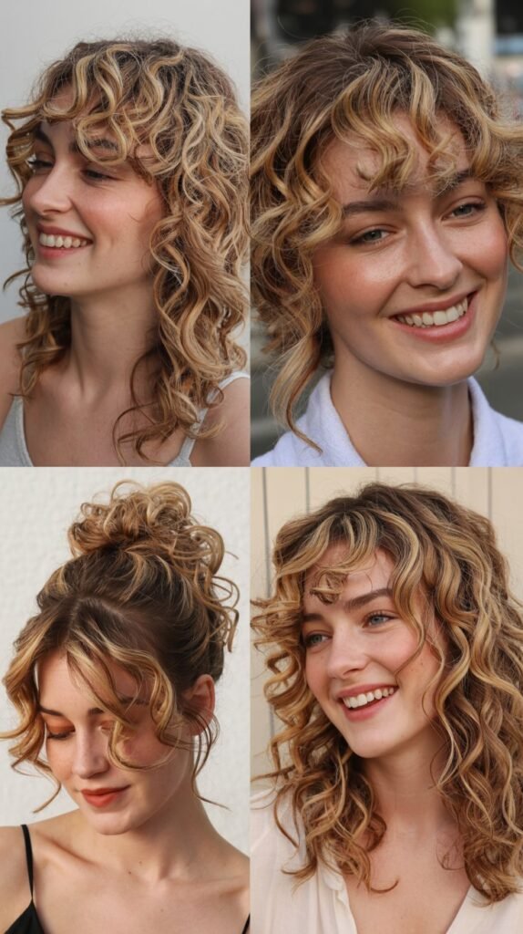 Strawberry Blonde Highlights with Wispy Layered Curls