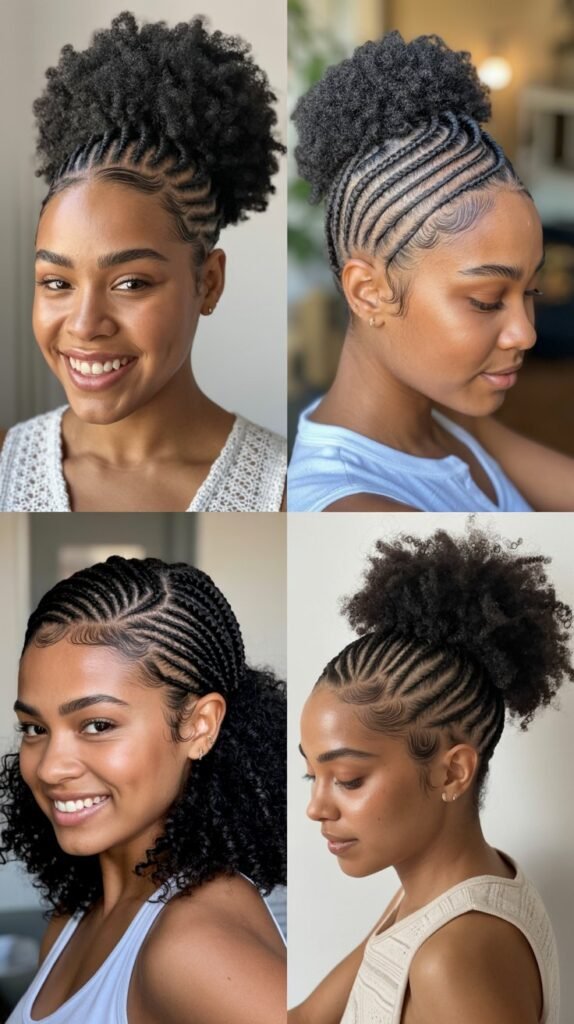 Cornrows with Natural Afro Top