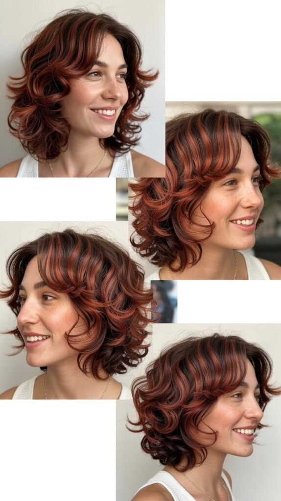Mahogany Red Highlights with Textured Shag Layers