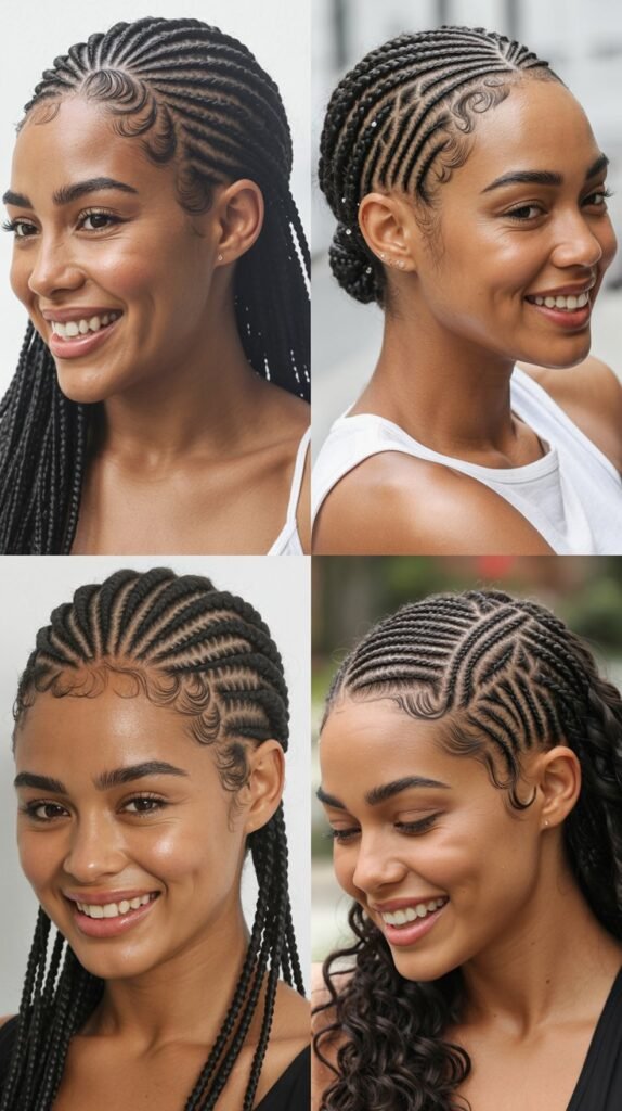 Side-Part Cornrows