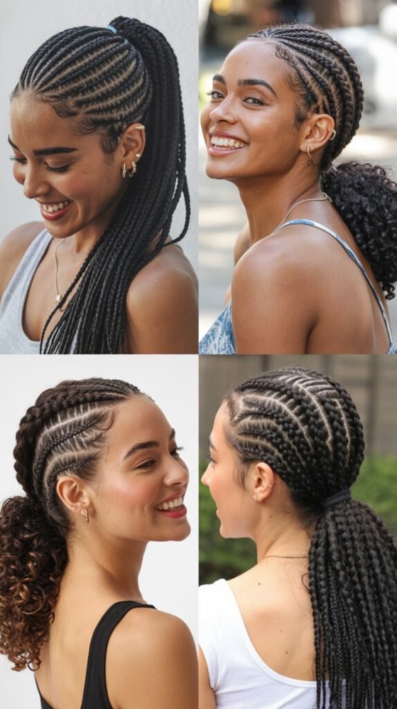 Cornrow Ponytail Combination