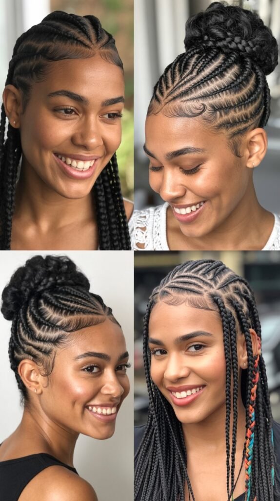 Cornrows with Temple Fade