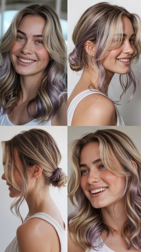 Cool Blonde Highlights with Violet Tones