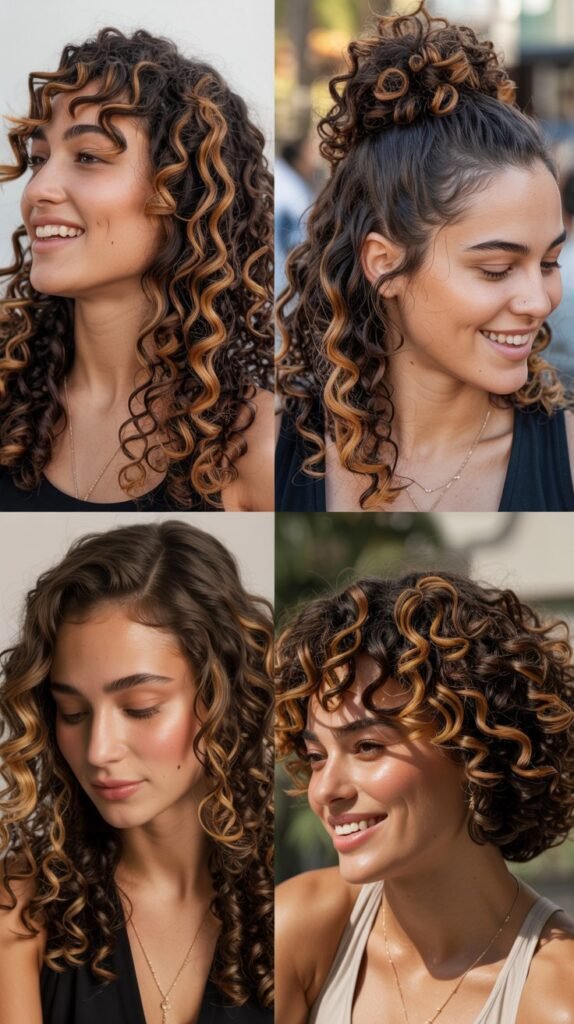 Butterscotch Highlights on Chocolate Curls